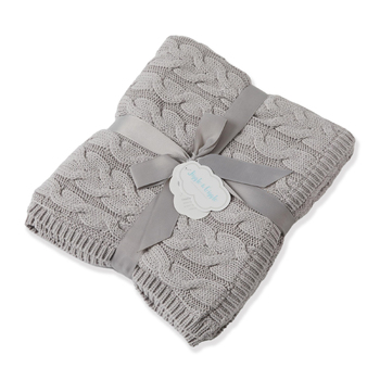 Jiggle & Giggle Aurora 90cm Cable Knit Baby Blanket - Silver/Cream