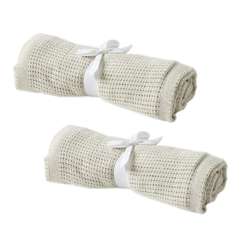2PK Jiggle & Giggle Cotton Cellular Baby Blankets Assorted Cotton 70x90cm 0y+