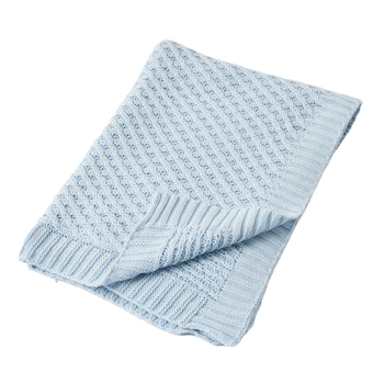Jiggle & Giggle Cotton Basket Weave Knit Baby Blanket - Blue