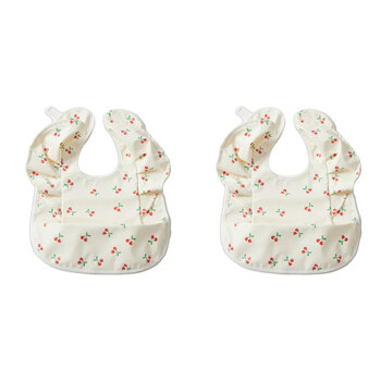 2x Jiggle & Giggle Polyester Cherry Frilled Bib Baby/Infant Drooling/Feeding