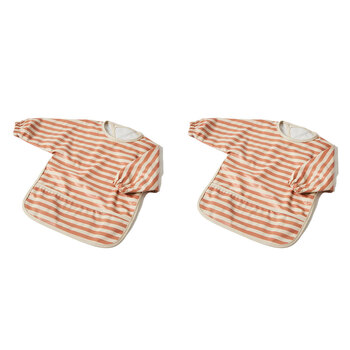 2x Jiggle & Giggle Polyester Stripe Smock Long-Sleeve Baby/Infant Feeding Apron