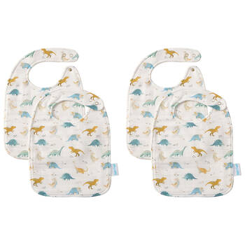 2x 2pc Jiggle & Giggle Baby Bib Cotton Muslin Dallying Dinosaurs