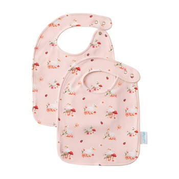 2pc Jiggle & Giggle Baby Waddling Around Jersey Bib Cotton Muslin Pink