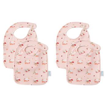 2x 2pc Jiggle & Giggle Baby Waddling Around Jersey Bib Cotton Muslin Pink