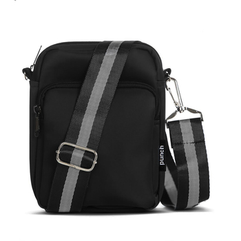 Punch Neoprene Nylon Camera Bag w/Striped Strap Style Black