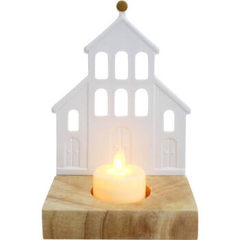 LVD Porcelain Tealight Candle Holder Display Church 14cm - White