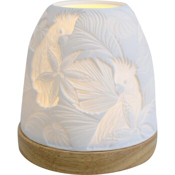 LVD Parrot Porcelain/Timber 10.5cm Tealight Candle Holder Decor