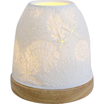 LVD Coral Porcelain/Timber 10.5cm Tealight Candle Holder Decor