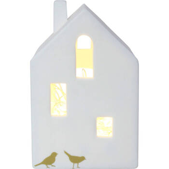 LVD Porcelain Village House Tealight Candle Holder Display 3D 12.5cm White
