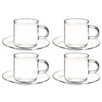 4pc Coffee Culture Odin 90ml Glass Espresso Cups & Saucers Set - Clear