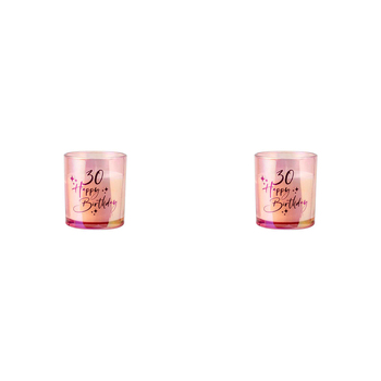 2PK 30th Pink Chrome Candle Vanilla Scented 45hr Burntime Gift Set