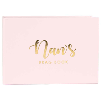 Nans Brag Book Pink Gold Text 6x4" Novelty Birthday Party Signature Pad