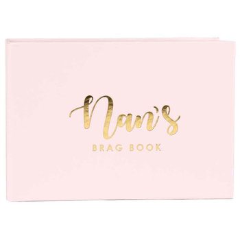 Nans Brag Book Pink Gold Text 6x4" Novelty Birthday Party Signature Pad