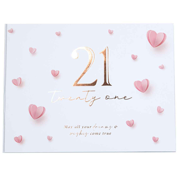 21st Birthday Heart Guest Book 23x18cm Novelty Party Signature Pad
