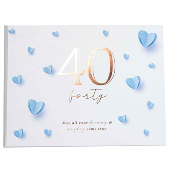 40th Heart Guest Book 23x18cm Novelty/Keepsake Birthday Party Signature Pad