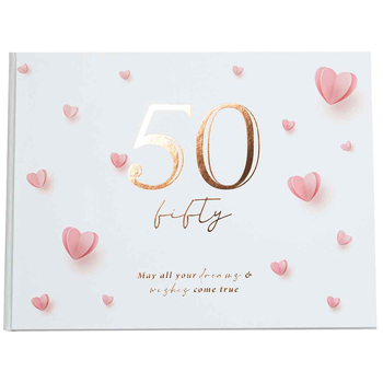 50th Heart Guest Book 23x18cm Novelty/Keepsake Birthday Party Signature Pad