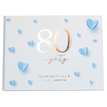 80th Heart Guest Book 23x18cm Novelty/Keepsake Birthday Party Signature Pad