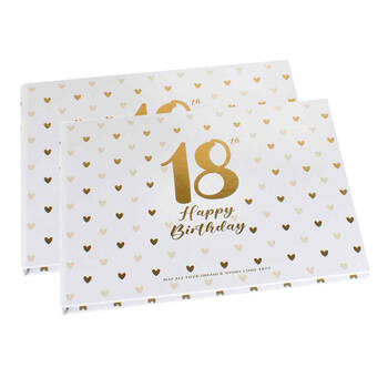 2PK LMD 18th Sweet Heart Guest Book w/ Gold Text Cardboard 23x18cm