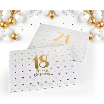2PK LMD 21st Sweet Heart Guest Book w/ Gold Text Cardboard 23x18cm