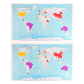 2PK Home Expression Deluxe Travel World Scratch Map Poster 82.5X59.4mm
