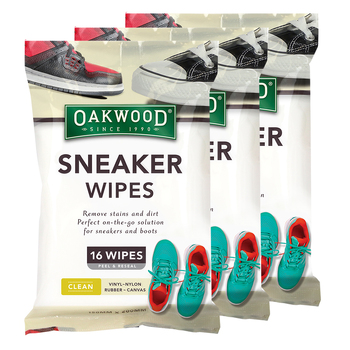 3 x 16pc Oakwood Sneaker Wipes 15 x 20cm