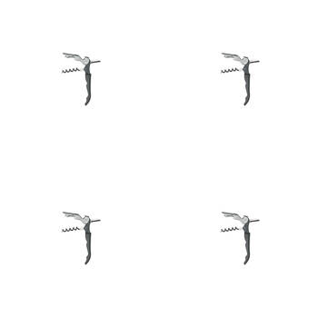 4PK Barpro Waiters Friend Black Cockatoo Corkscrew Barware Accessory