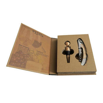 2pc NF Living Wine Gift Set Corkscrew And Airtight Stopper Solid Brown