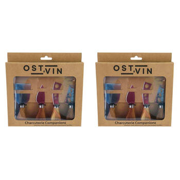 2x 4pc NF Living Acacian Cheese Set Knife Dinnerware/Serveware Brown