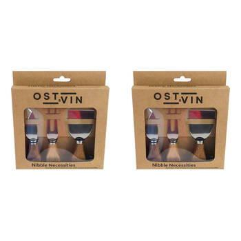 2x 3pc NF Living Acacian Cheese Set 21x17 Knife Dinnerware/Serveware Brown