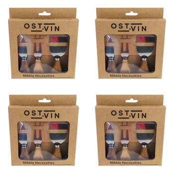 4x 3pc NF Living Acacian Cheese Set 21x17 Knife Dinnerware/Serveware Brown