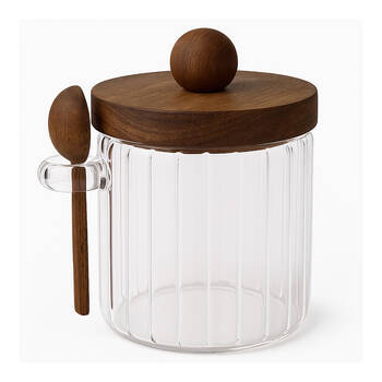 NF Living Acacian Pantry Jar w/ Spoon Glass Storage Kitchen Organisers Clear