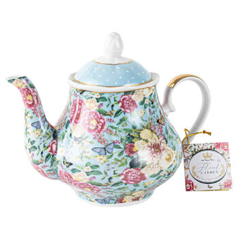 Floral Garden Powder Blue Decorative Ceramic Teapot 1200ml