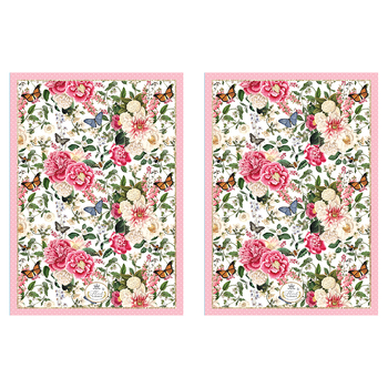 2PK Floral Garden Decorative Pink Kitchen Cooking Tea Towel