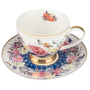 Roses & Butterflies Navy Teacup & Saucer Set 200ml