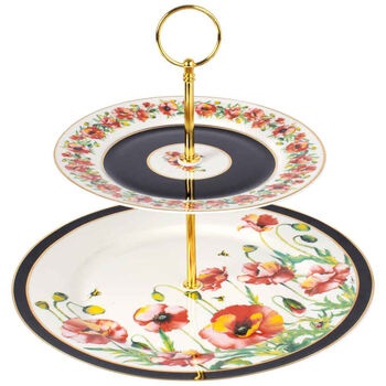 Poppies Collection 2 Tier Decorative Floral Cake Stand 23H 37W
