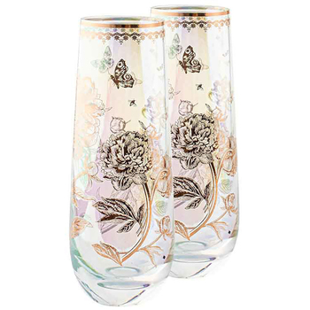 20 Year Roses Stemless Champagne Set Of 2 16cm 180ml