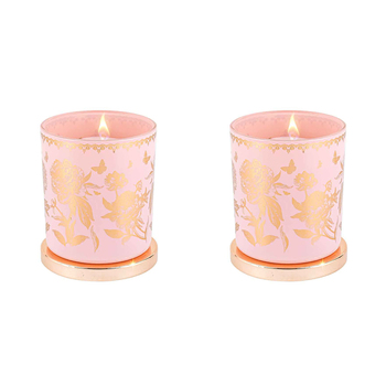 2x 20 Year Roses Candle Rose Gold Vanilla 45hr Burn Time 9 x 8cm