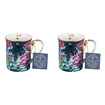 2PK Australian Flora Protea 360ml Coffee Mug New Bone China