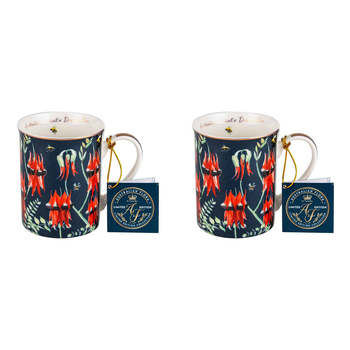 2PK Australia Flora Desert Pea 360ml Coffee Mug New Bone China