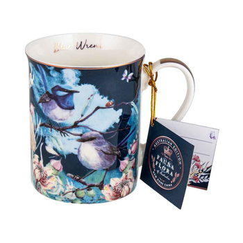 Australian Flora Blue Wren 360ml Coffee Mug New Bone China