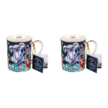 2PK Australian Flora Koala 360ml Coffee Mug New Bone China