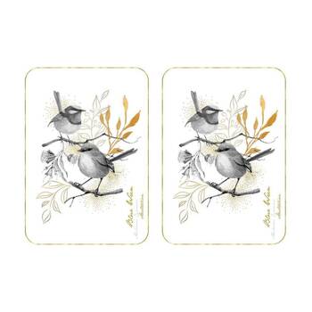 2PK LMD Australian Blue Wren Flora & Fauna 100% Cotton Tea Towel 50x70cm