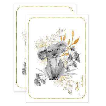 2PK LMD Australian Koala Flora & Fauna Tea Towel Cotton 50x70cm