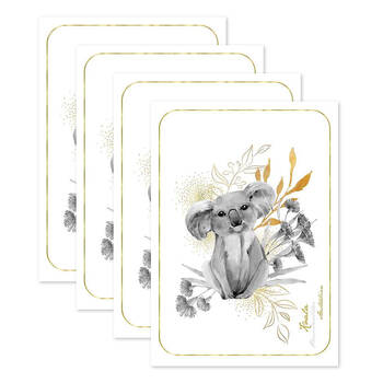 4PK LMD Australian Koala Flora & Fauna Tea Towel Cotton 50x70cm