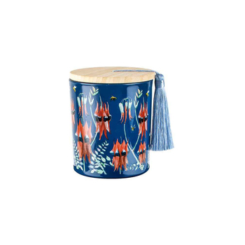 Australiana 300g Vanilla Scented Candle w/ Wood Lid & Tassel - Desert Pea