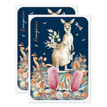 2PK LMD Kangaroo Kitchen Tea Towel Cotton 50x70cm Rectangle