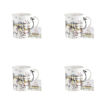 4PK On The Farm Goat New Bone China 360ml Coffee Mug Drinkware