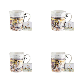 4PK On The Farm Llama New Bone China 360ml Coffee Mug Drinkware