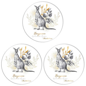 3PK LMD Kangaroo Ceramic Surface Protector Round 25cm - Black/White