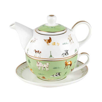 LMD Farm Lane New Bone China Tea For One Teapot w/ Saucer 410ml